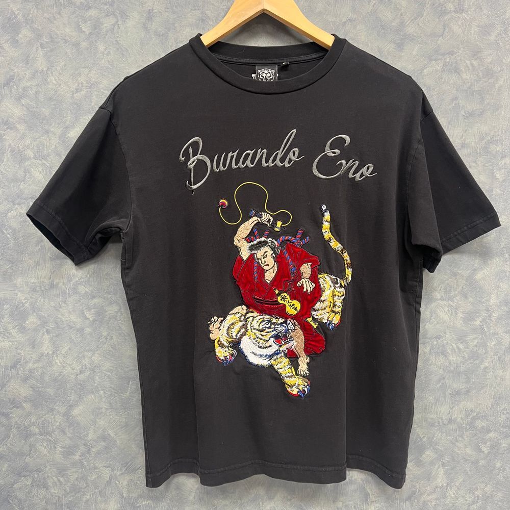 Burando Eno Tiger Fighter Embroidered T-Shirt Japanese Y2K Streetwear Size M